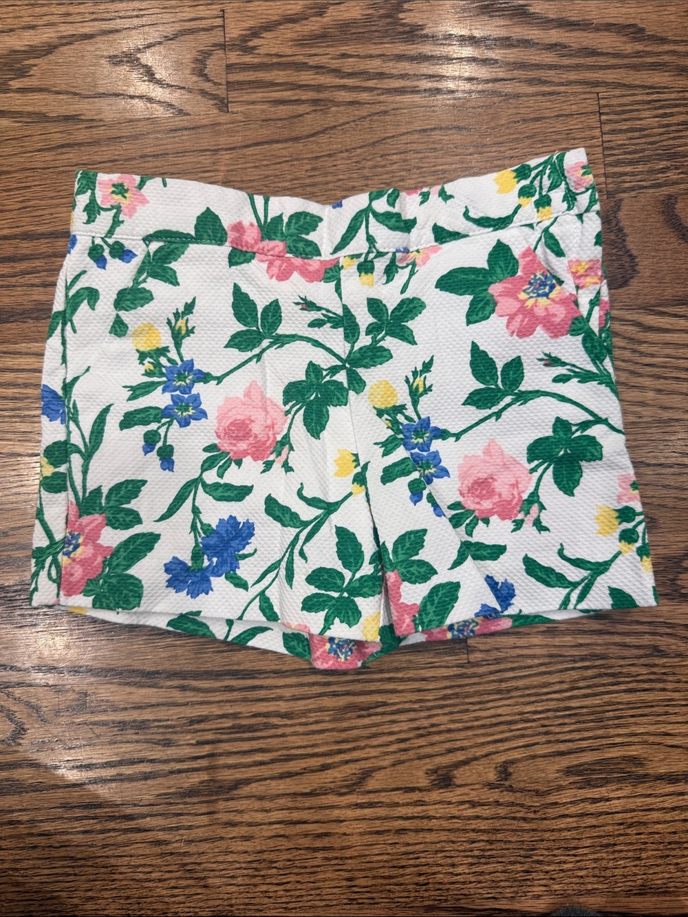 Janie & Jack Girls White Floral Print Shorts - Pink & Green Blossom Size 3T